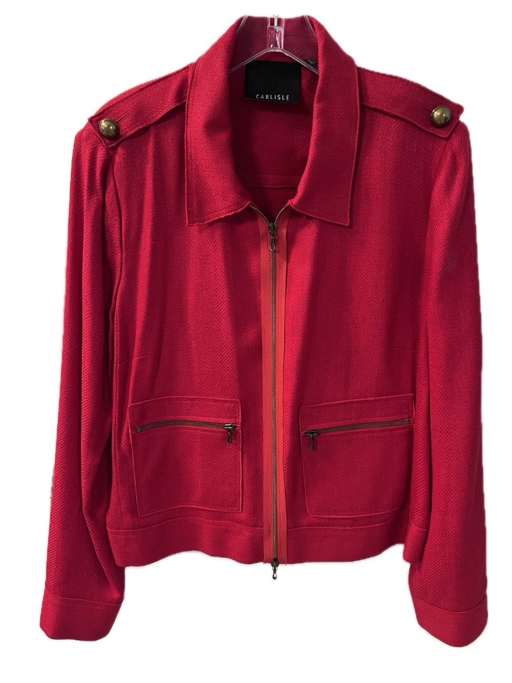 Carlisle Vibrant Red Zip-Front Bomber Jacket
